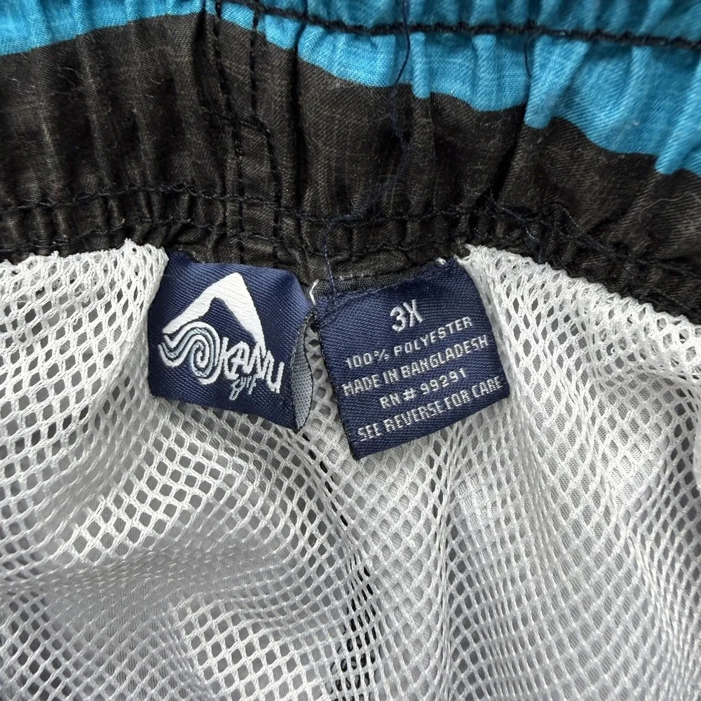 Kanu Surf Board Shorts Mens Big‎ 3X Gray Striped Built-In Brief Drawstring Lined